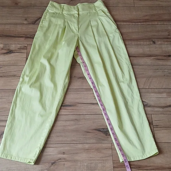 Lime High Waisted Cotton Pleated Pants By Forever 21. Size S - Picture 9 of 17